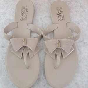 Authentic Salvatore Ferragamo PVC sandals with over sized bow